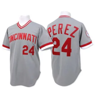 Authentic Men's Tony Perez Cincinnati Reds Throwback Jersey - Grey