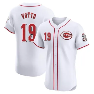 Elite Men's Joey Votto Cincinnati Reds Home Patch Jersey - White