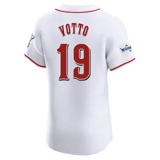 Elite Men's Joey Votto Cincinnati Reds Home Patch Jersey - White